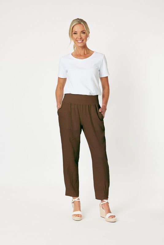 RIB WAIST LINEN PANT