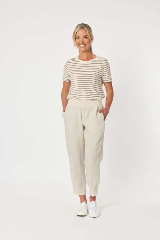 RIB WAIST LINEN PANT