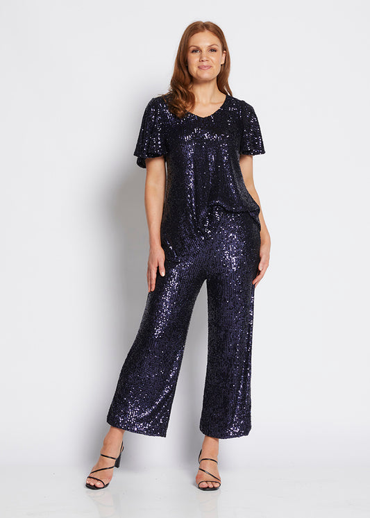 Swan S/S Rev Sequin Top