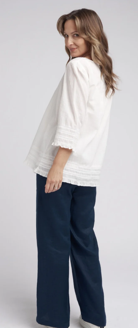 Ladder Detail Linen Trapeze Top