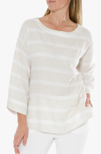 Stripe Linen Boat NK Top