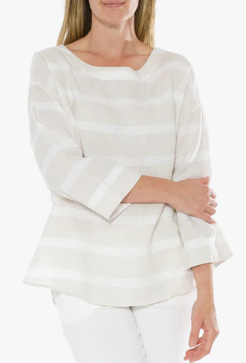 Stripe Linen Boat NK Top