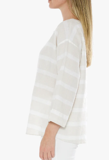 Stripe Linen Boat NK Top