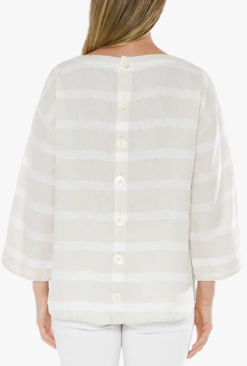 Stripe Linen Boat NK Top