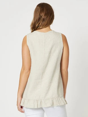 RUFFLE HEM LINEN TANK